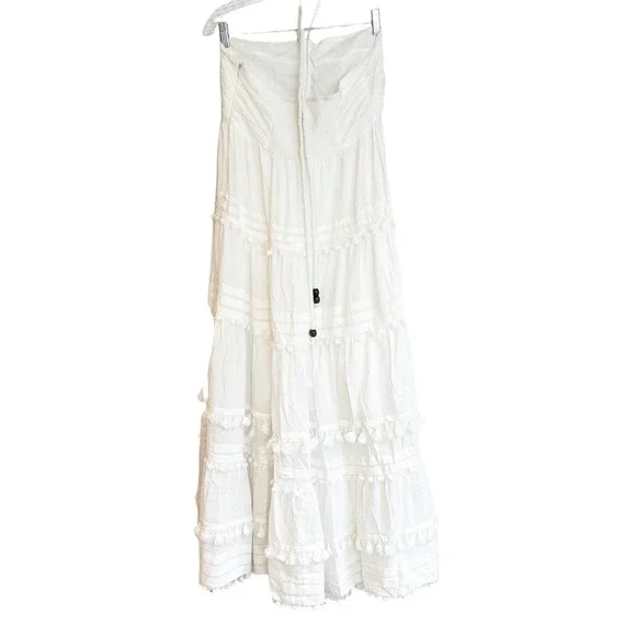 INTERMIX BEACHCLUB Lydia Halter Pompom Organic Cotton Maxi Dress Size L NWOT - Picture 7 of 10